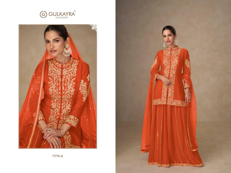 Shahnaz By Gulkayra Real Chinon Embroidery Readymade Suits 